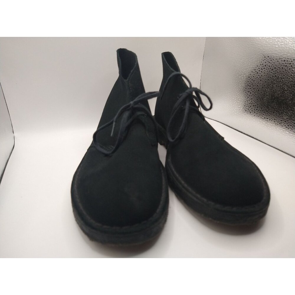 Mens Clarks Originals Black Suede Desert Boots Lace-Up Durable Sole Classic Desi